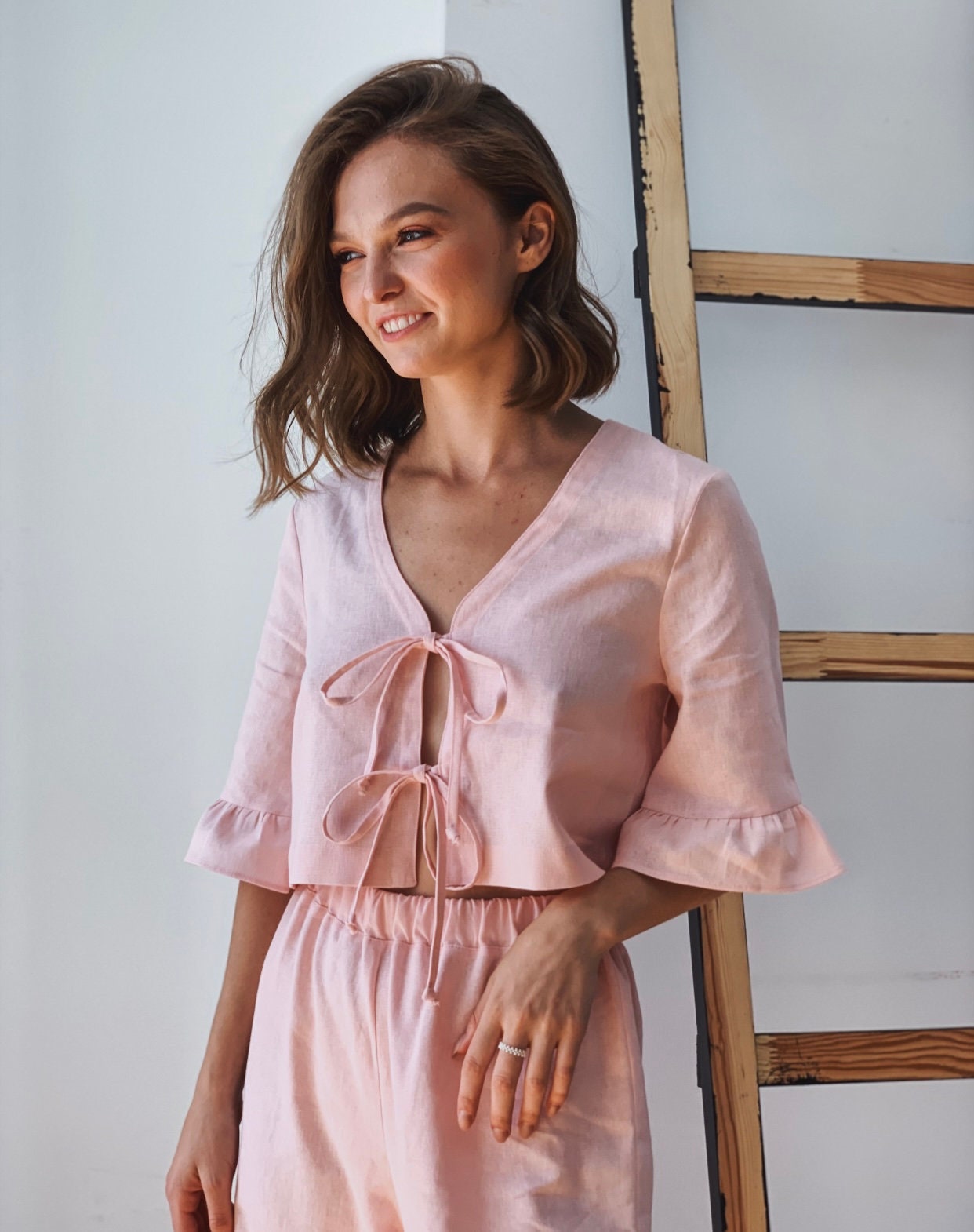 Handmade Linen Pajama Set: Bride & Bridesmaid Sleepwear