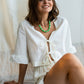 Handmade White Linen Pajama Set, Bridal Sleepwear