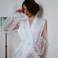 Handmade Silk Bridal Robe with Wide Sleeves, Plus Size