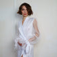 Handmade Silk Bridal Robe with Wide Sleeves, Plus Size
