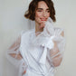 Handmade Silk Bridal Robe with Wide Sleeves, Plus Size