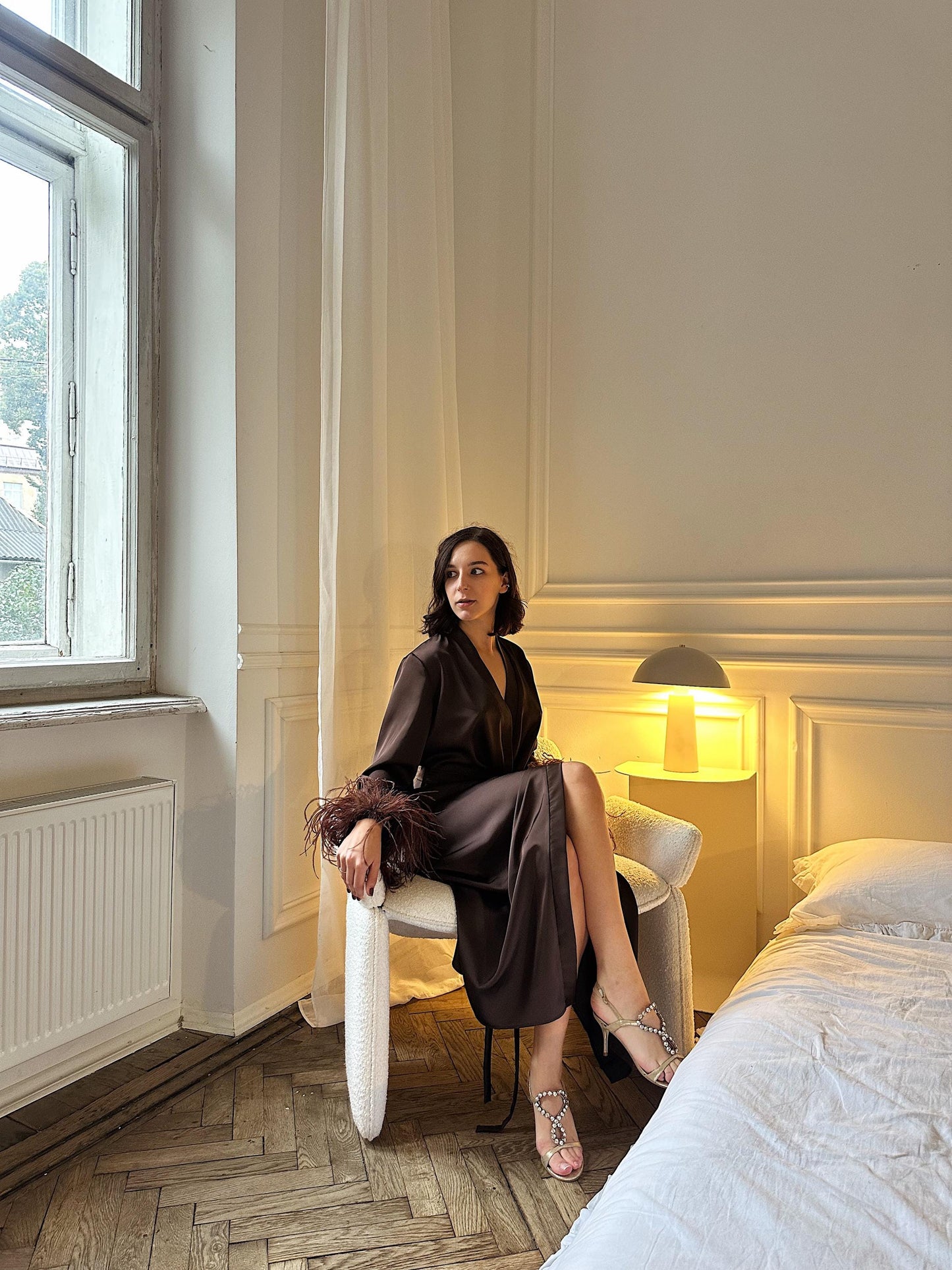 Silk Robe: Double Feather Boa, Luxury Loungewear