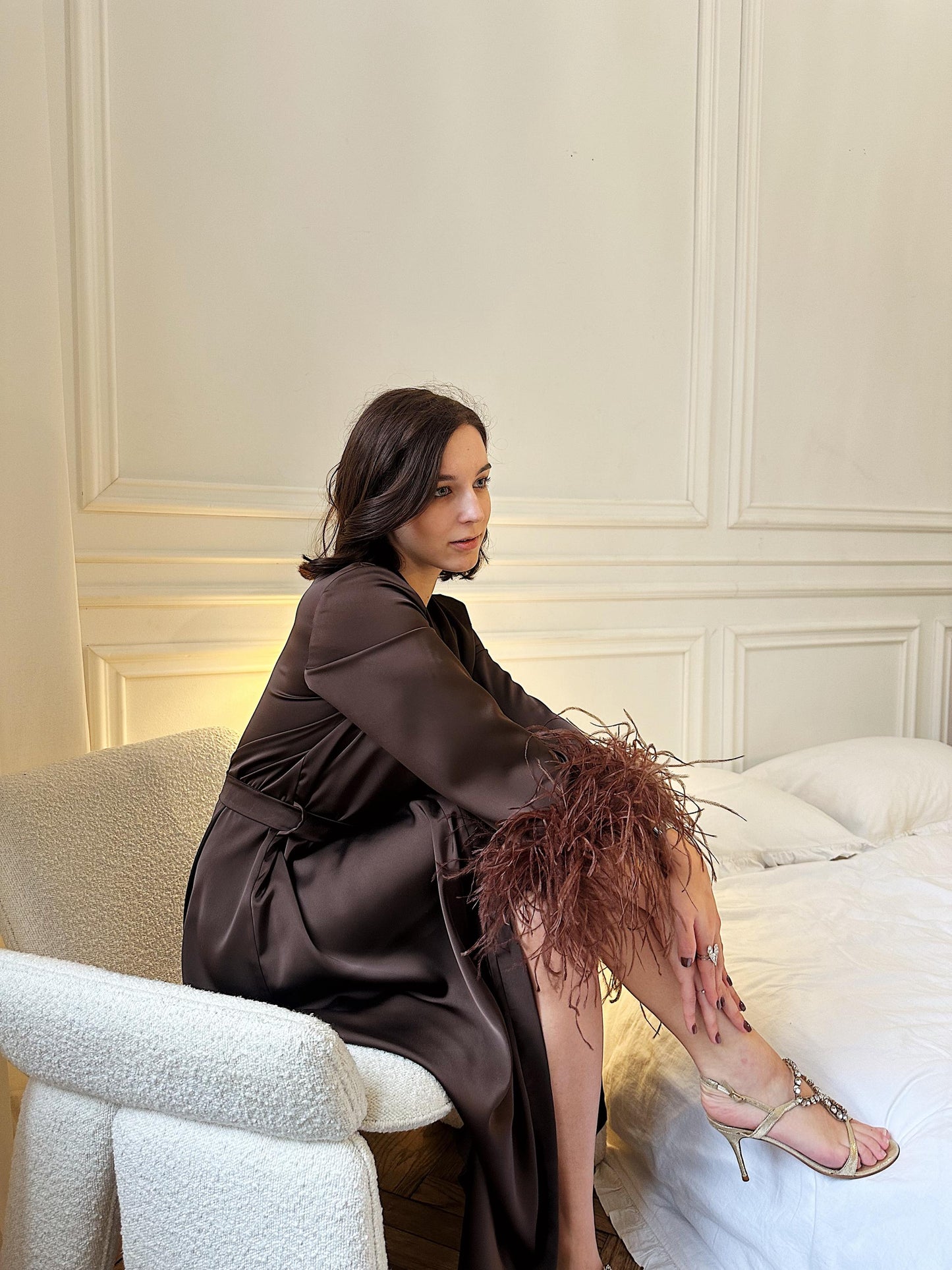 Silk Robe: Double Feather Boa, Luxury Loungewear