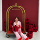 Handmade Bride Silk Pajamas with Ostrich Feathers, Mother Day Gift