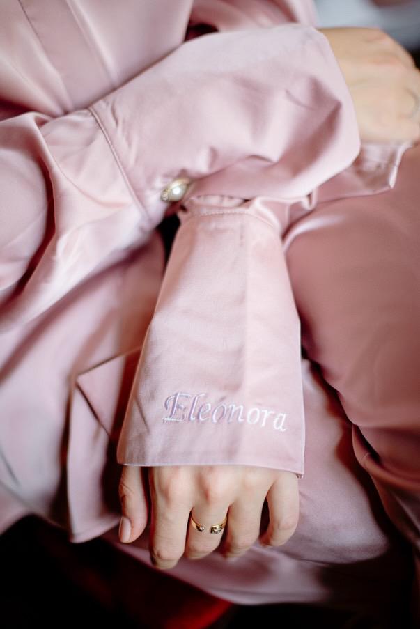 Luxury Silk Bridal Pajamas with Feather