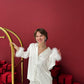 Handmade Bride Silk Pajamas with Ostrich Feathers, Mother Day Gift