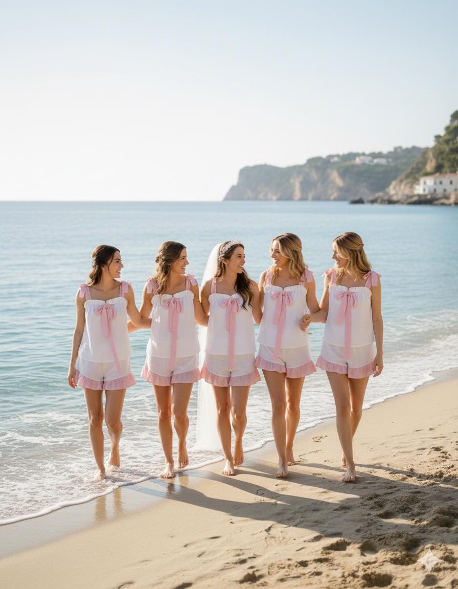 Bridal Pajama Set: Bridesmaid Sleepwear, Wedding Day