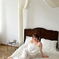 Bridesmaid Bachelorette Feather Pajama Set White Satin Bridal Getting Ready Outfit