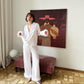 Handmade Bride Silk Pajamas with Ostrich Feathers, Mother Day Gift