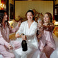 Luxury Silk Bridal Pajamas with Feather