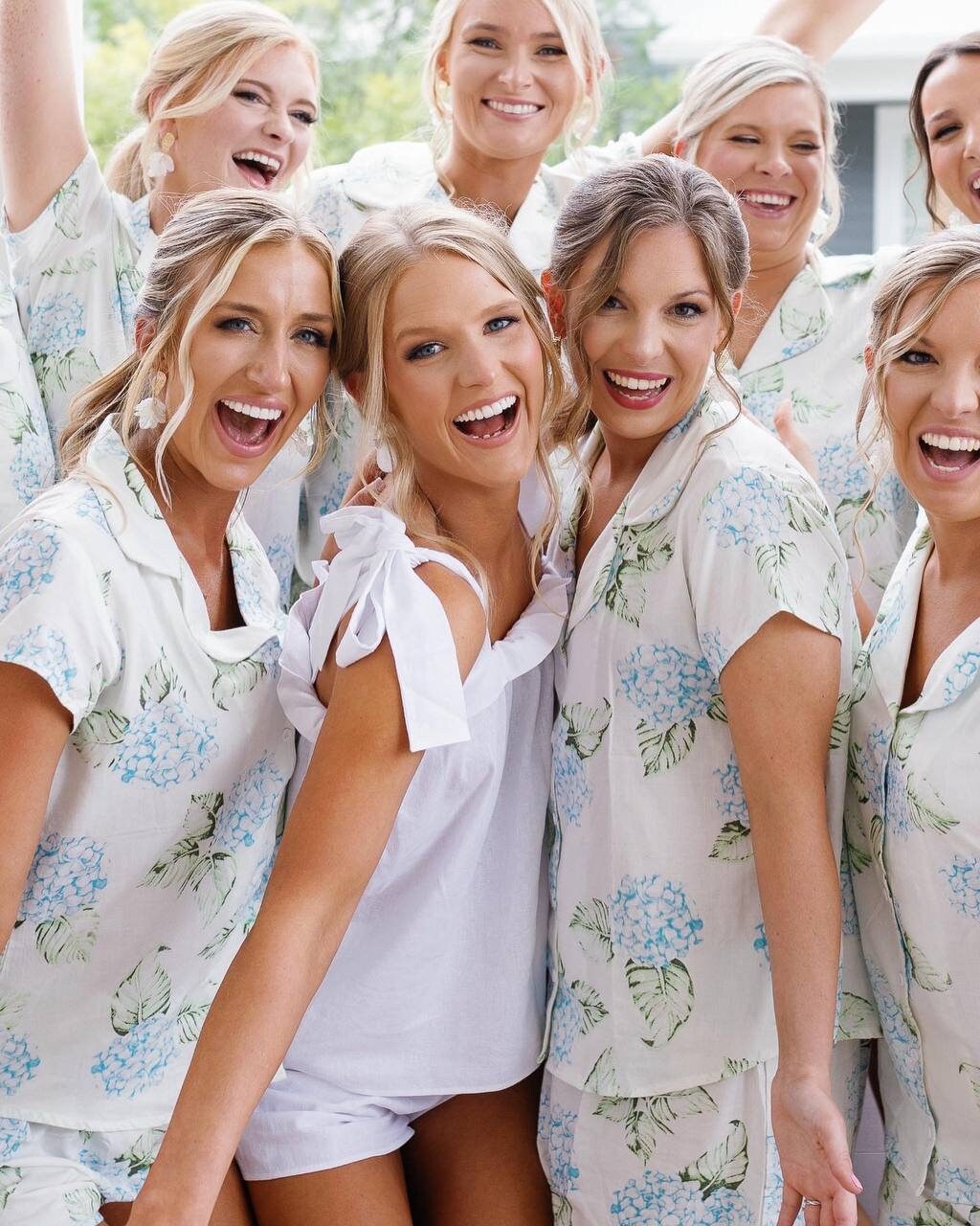 White Linen Bridal Pajamas Set for Bride