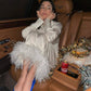 Elegant Silk Bridal Pajamas with Feather