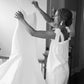White Linen Bridal Pajamas Set for Bride